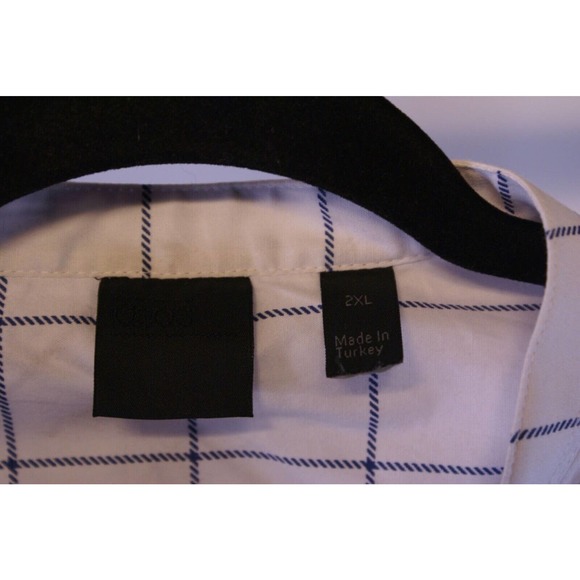 Asos Shirt Men's 2XL White Check Cotton Long Sleeve Button Up Grandad Collar - Picture 6 of 8